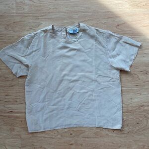 Vintage Oscar De La Renta Expressions Cream Beige Silk Blouse 100% Silk Size M